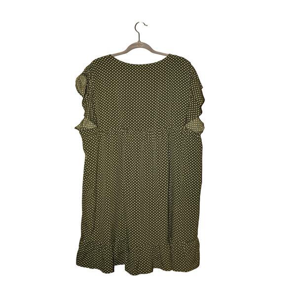 CHIC SOUL‎ NEW $67 Green Polka Dot Ruffle Sleeve Dress Embroidered Boho 1X - Picture 2 of 4